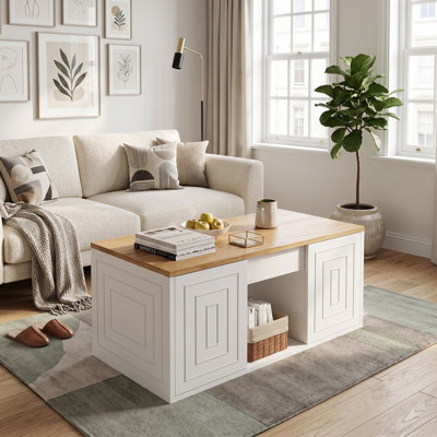 White Lift-Top Coffee Table with Storage