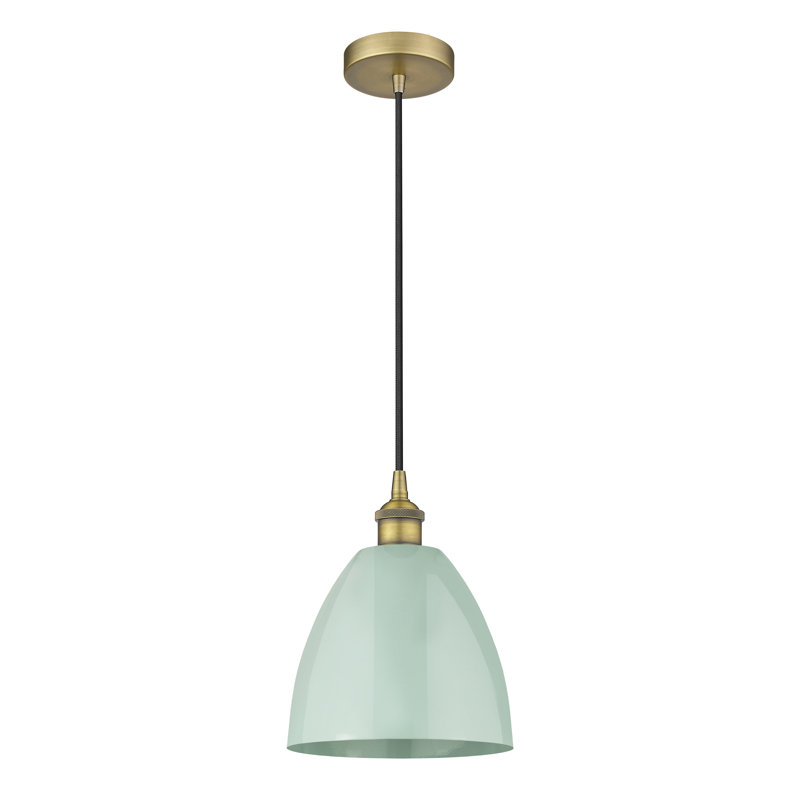 Luminaire suspendu simple à 1 lumière Schiavone, Écume de mer, Laiton brossé