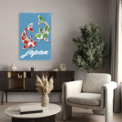 Contemporary Art Retro Traditional Vintage Fish Nature Wildlife Wall Art - Wrapped Canvas Print