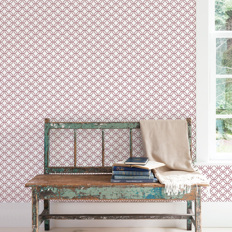Brylee 10m x 53cm Matte Wallpaper Roll, White/Cranberry