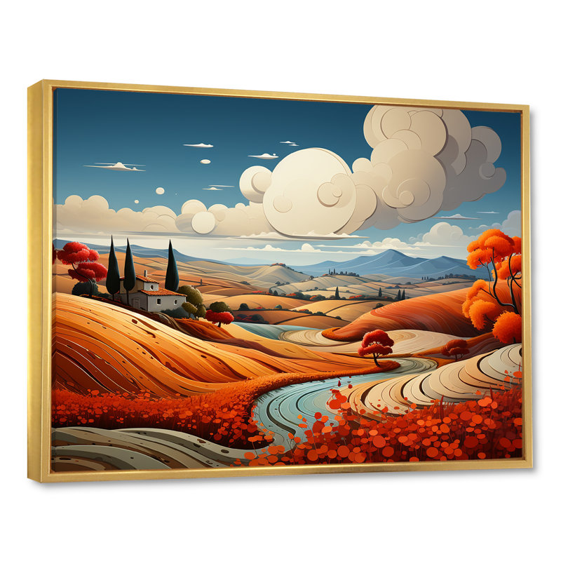 «Bold Mediterranean Landscape II», reproduction d'art sur toile, H 30 po x l 40 po x P 1,5 po, Cadre flottant doré