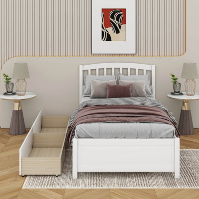 Twin Platform Storage Bed Wood Bed With 2 Drawers And Headboard by Winston Porter
