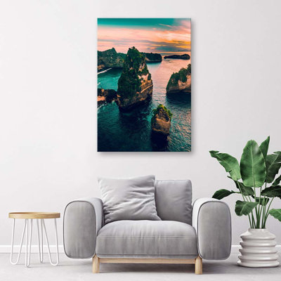 Rocks In A Turquoise Sea' - No Frame Print on Canvas