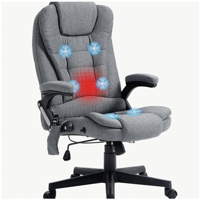 6 Point Vibrating Massage Office Chair with Lumbar Heat Gray
