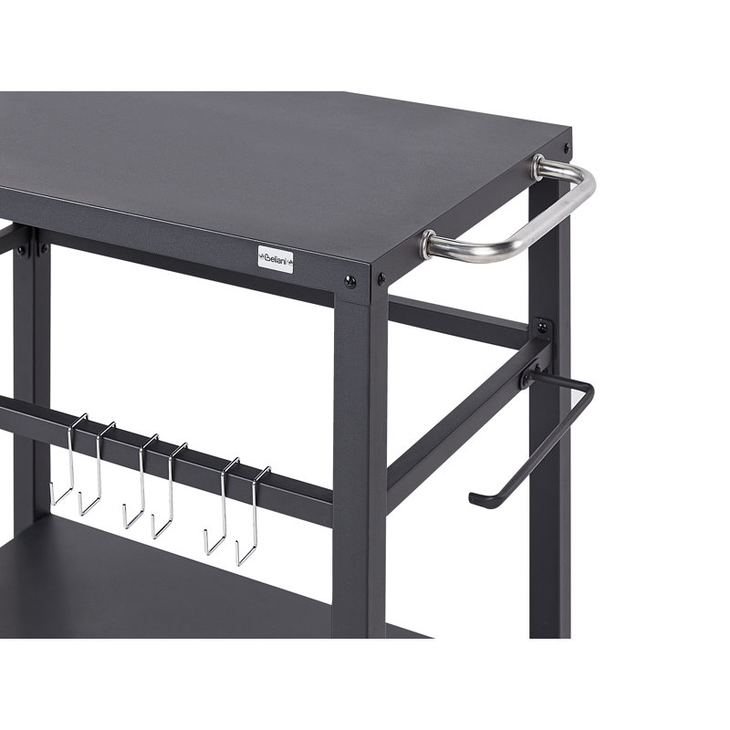 STALETTI Beliani Bar Cart with Steel Frame and Powder Coated Steel Outer Material, Black
