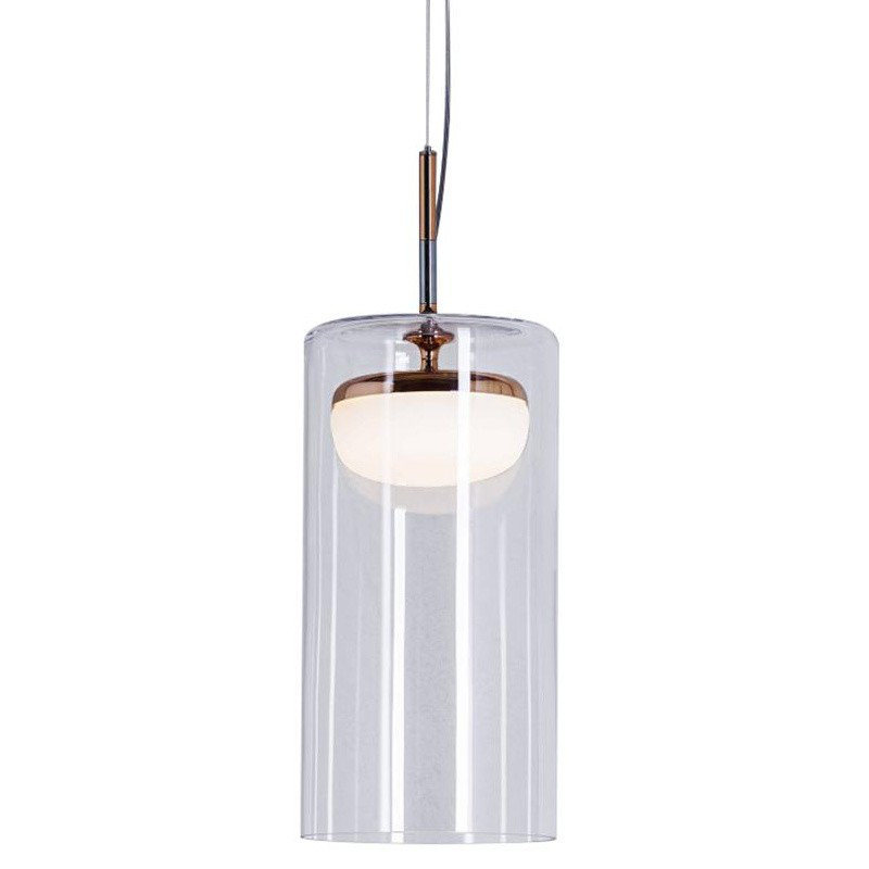 1 - Light LED Cylinder Pendant, 228cm H x 18cm W x 18cm D, Polished Copper, 3000K