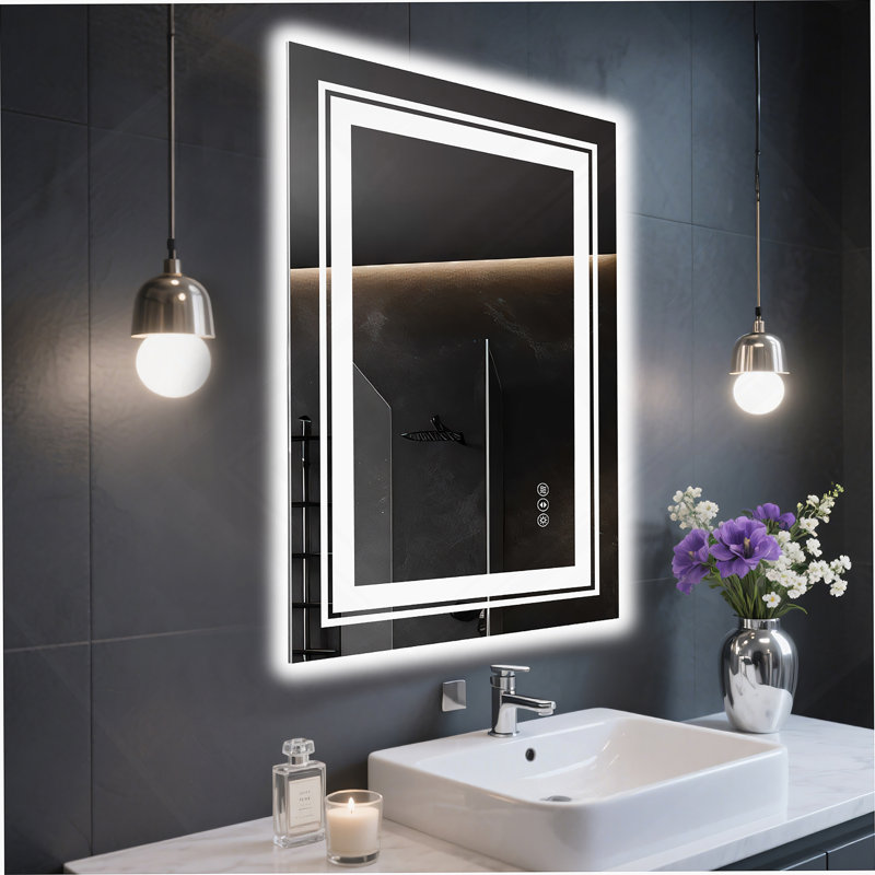 Frameless LED Bathroom Mirror,Smart Mirror, 32" x 32", Square