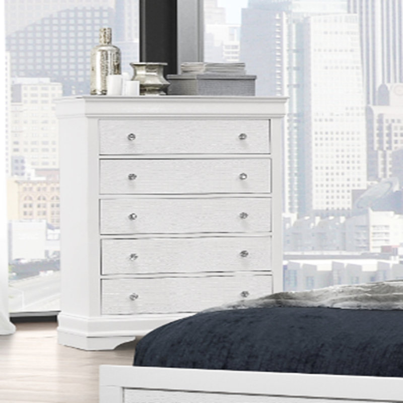 Commode 5 tiroirs Maultsby, Blanc