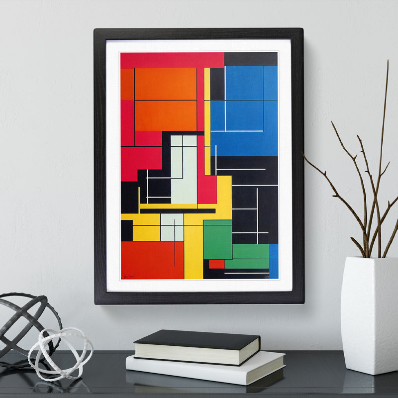 Bauhaus Abstract Art No.7 - Single Picture Frame Print, Black Framed, 64cm H x 46cm W x 2cm D