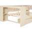 Lit simple en bois crème avec tablettes de rangement, tiroirs, station de charge et tête de lit tapissier-1354112941