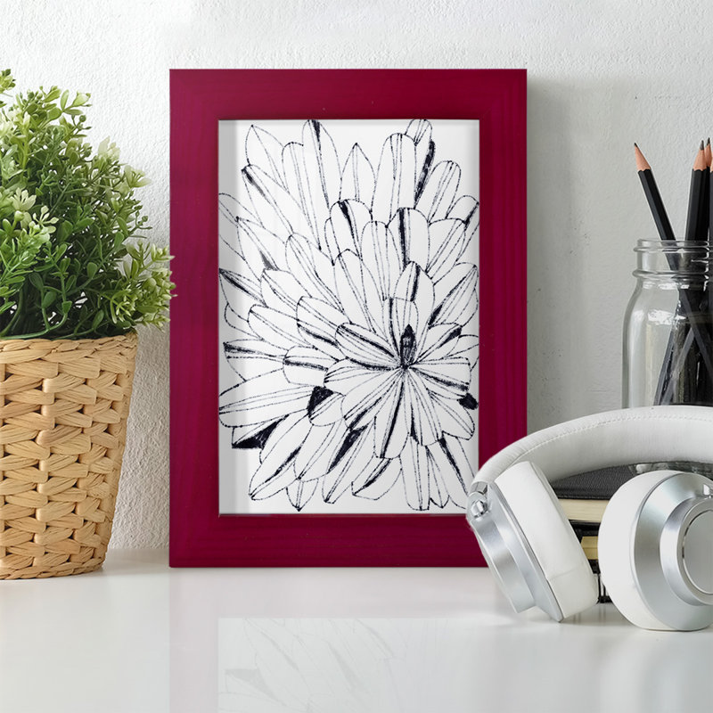 Kaléidoscope monochrome II - impression, Papier avec cadre rouge, H 6 po x l 4 po x P 1 po
