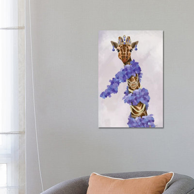 " Giraffe With Purple Boa I " by Fab Funky