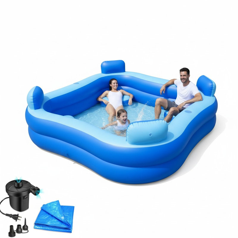 Ensemble de piscine gonflable de 8 pi avec sièges et appuis-tête, pompe et bâche inclus