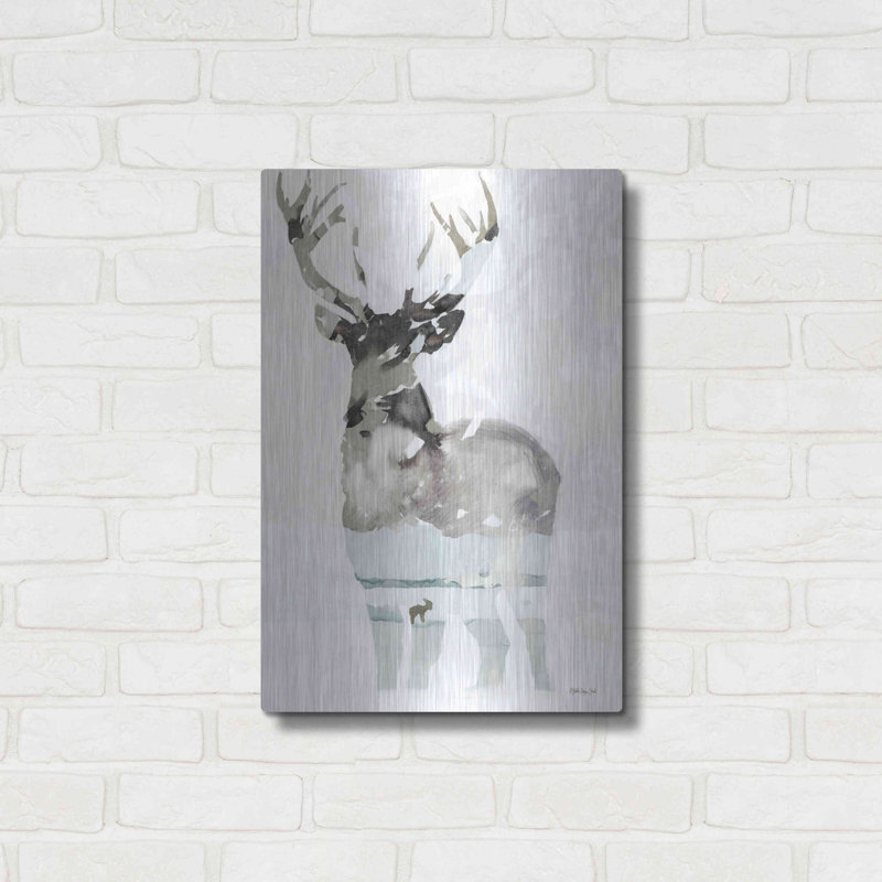 «Elk Impression 1» par Stellar Design Studio, Millwood Pines, art mural en métal, 12 po x 16 po, H 24 po x l 16 po