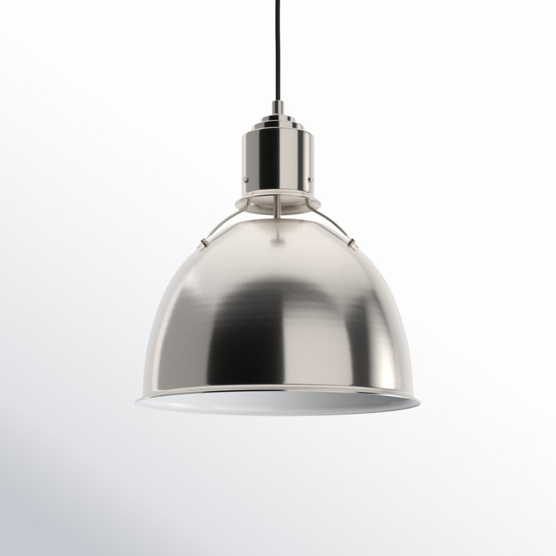 Arbogast 1-Light Dimmable Metal Dome Pendant, Brushed Nickel