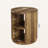 Round Fluted End Table, Farmhouse Round Side Table with 3-Tier Storage Shelves, Circle Bedside Nightstand