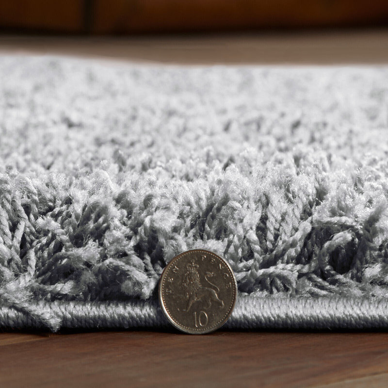 Verona Thick Grey Shaggy Area Rug – Soft Pile, Non-Slip, Durable Polypropylene Carpet for Living Room, Bedroom & Hallway