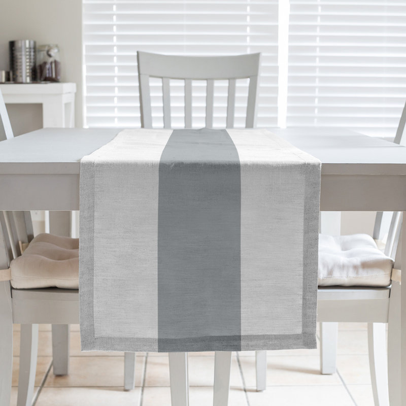 Las Vegas Football Stripes Table Runner, 72" L x 16" W, Off White/Gray, Cotton Blend
