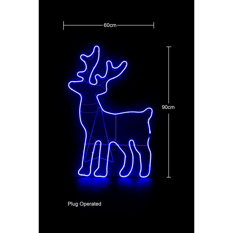 Standing Reindeer Neon Effect Rope Light Silhouette with 90 LEDs, Blue