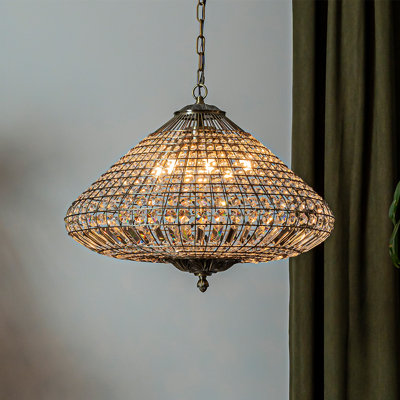 Lustre en cristal de 24 po à 6 lumières rétro fabriqué à la main en bronze antique avec patine rétro pour la salle à manger ou la chambre à coucher