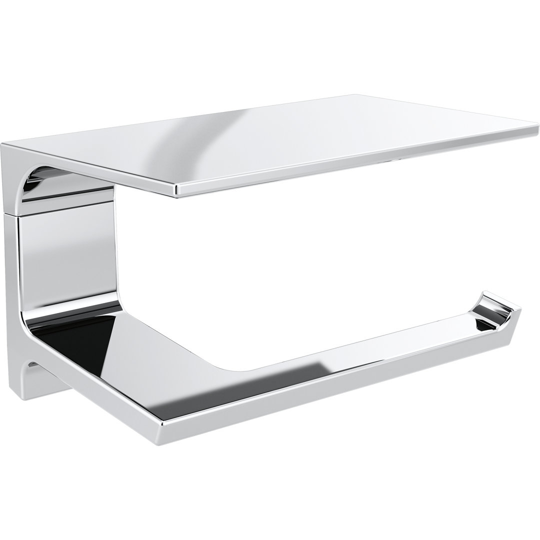 Pivotal Wall Mount Single Post Toilet Paper Holder with Shelf Bath Hardware Accessory Delta 