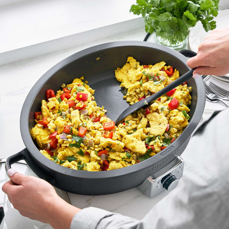 Greenpan Elite 5.5qt Oval Electric Skillet, Gray