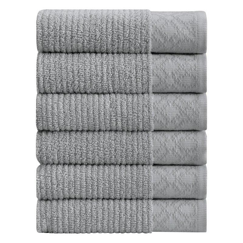 Ensemble 6 serviettes de bain en coton Shalyssa, Gris clair