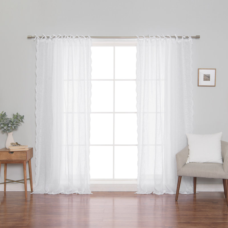 Natasha Sheer Curtain, White, 52" W x 96" L