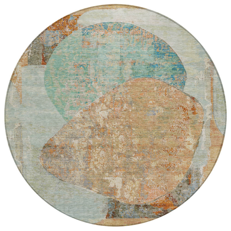 Armalise Teal Washable Indoor-Outdoor Rug - LOOMLAN, 2'3" x 7'6"