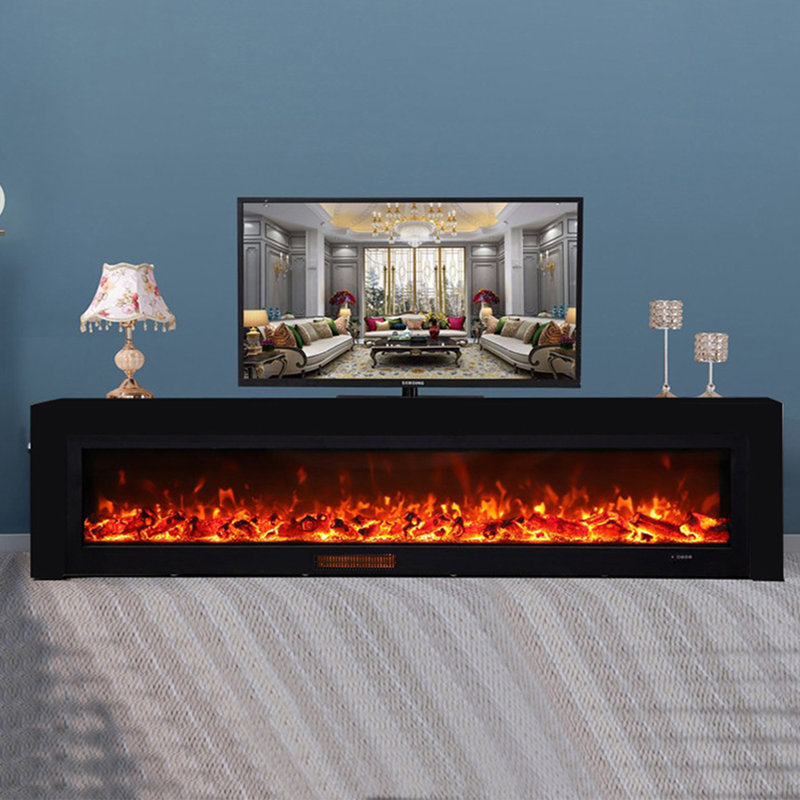 Meuble télé Rock Flab Fireplace, Noir, noir, noir, noir, 78.74"