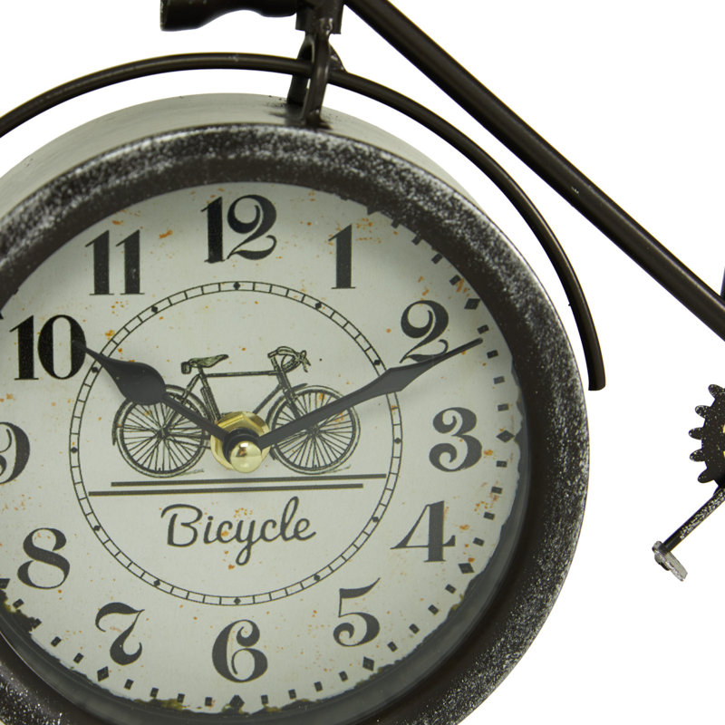 Country Cottage Roman Numeral Metal Mechanical Tabletop Clock with Alarm, Black / White