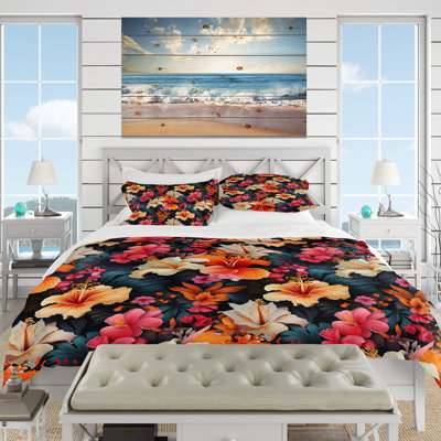 Ensemble de housse de couette Exotic Hibiscus Floral Oasis I