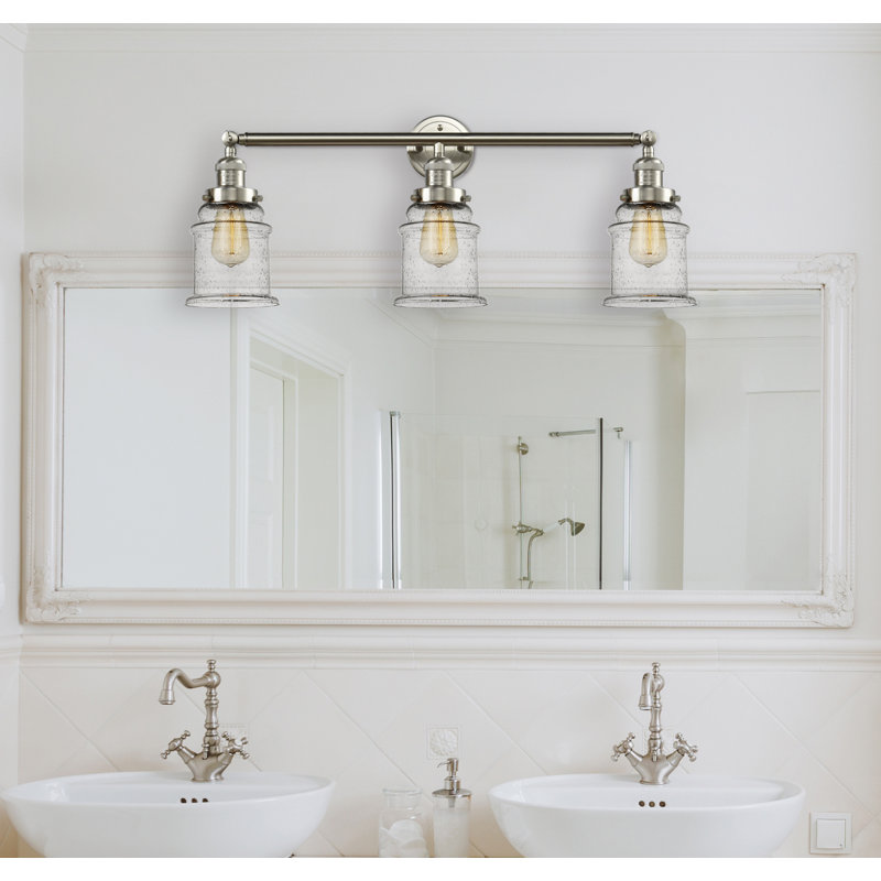 Éclairage pour meuble-lavabo à 3 lumières à intensité variable Alvi, Grainé, Nickel satiné brossé