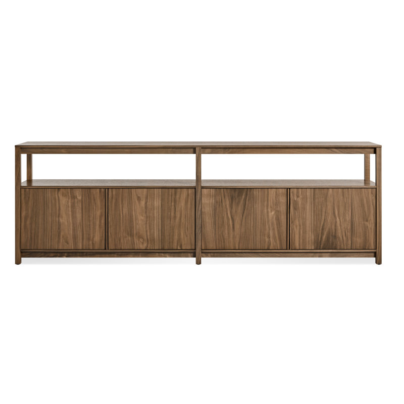 Open Plan Low Bookcase with Storage, Walnut, (2 Sheves) 26" H x 80" W x 13" D