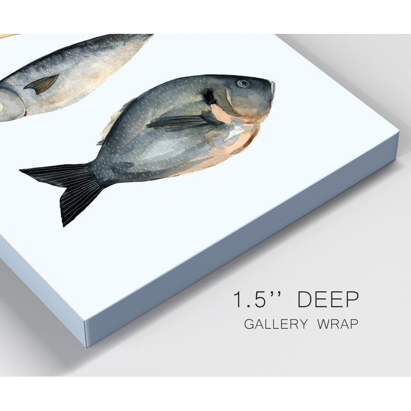 « Four Fish I », reproduction d’art sur toile tendue, H 12 po x l 8 po x P 1 po