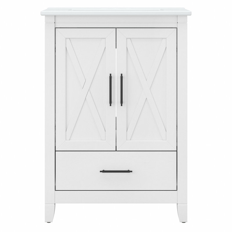 Meuble-lavabo simple 24 W avec lavabo en céramique, Bois de frêne blanc