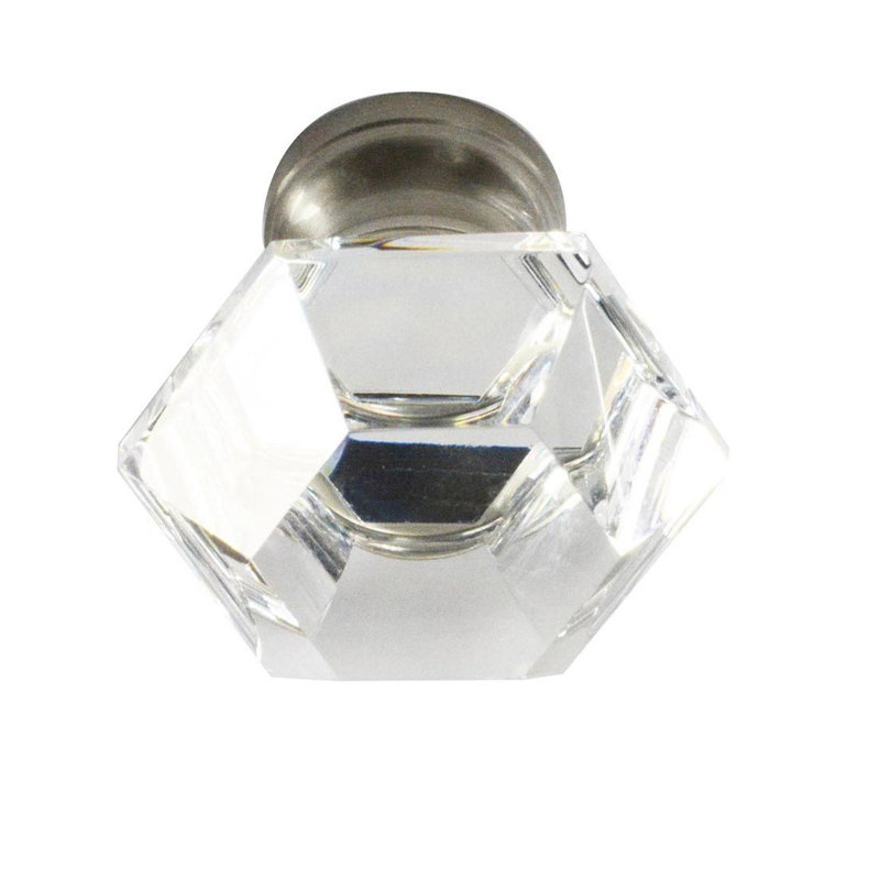 Poignée géométrique 1 1/4 po Elegance, Transparent / nickel brossé