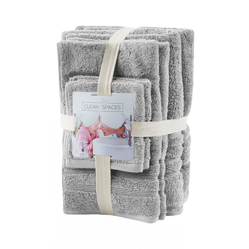 Sustainable Antimicrobial Bath Towel 6 Piece Set, Gray