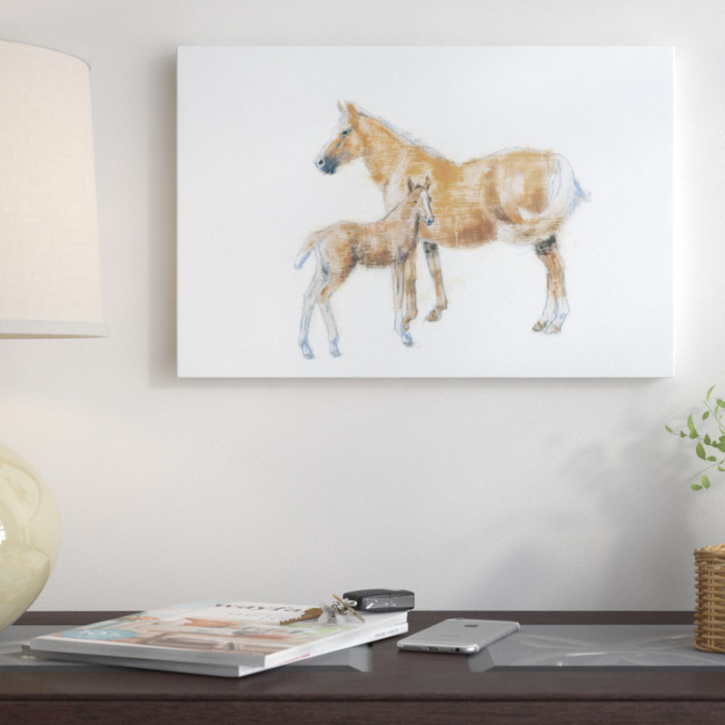 Cheval et poulain, impression sur toile tendue, H 40 po x l 60 po x P 1,5 po, Pas de tapis, Toile tendue