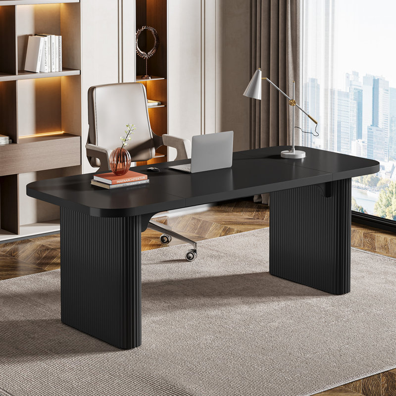 63-Inch Office Desk, Modern Executive Desk, Black