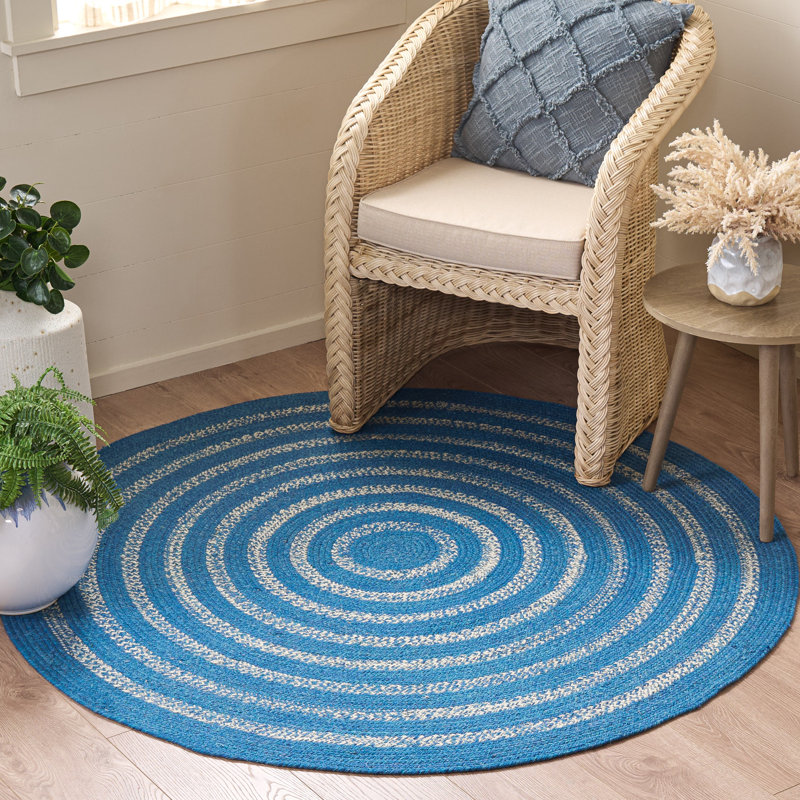 Tapis d'intérieur tressé à la main sans motif, Rond 5 pi 0 po x 5 pi 0 po