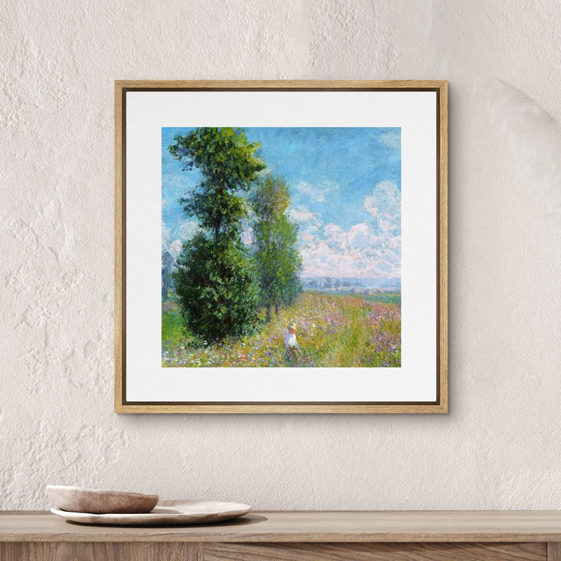 «Meadow With Poplars» par Claude Monet, reproduction d'art encadrée sur toile par Claude Monet, Naturel