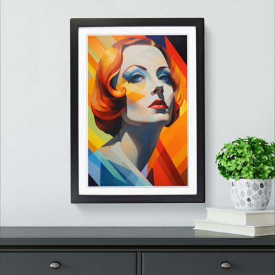 Woman With Red Hair Hard Edge - Single Picture Frame Print on Wood