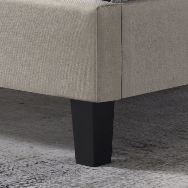 Lit plateforme tapissier touffeté, Double, Beige