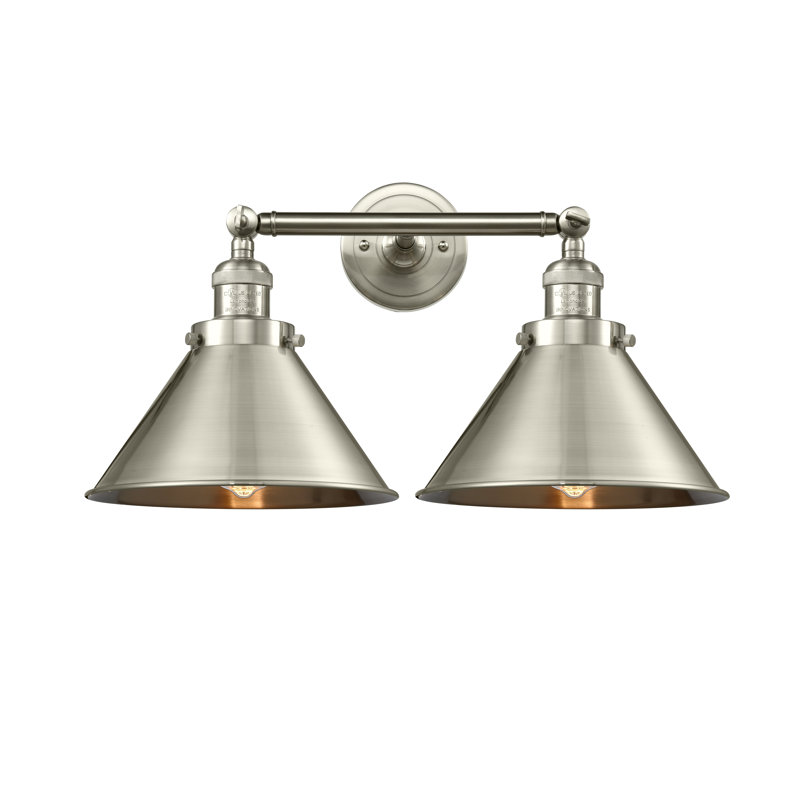 Reppert 2 - Light Dimmable Vanity Light, 60 Watt Vintage Incandescent Bulb, Brushed Satin Nickel, Brushed Satin Nickel