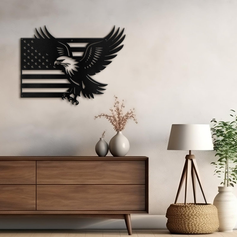 Décoration murale en métal, Noir, H 16 po x l 24 po x P 0,05 po