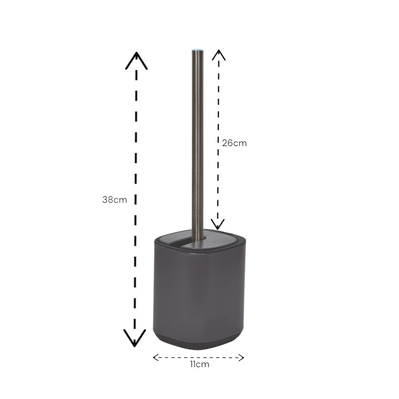 Echo Steel Toilet Brush & Holder, Grey