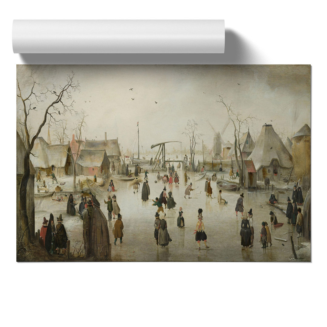 Ice Skating in a Village by Hendrick Avercamp - Frameless Print