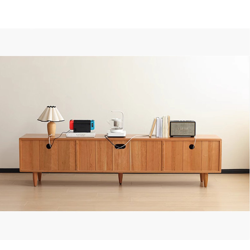 Japanese style solid wood TV stand, 86.61"