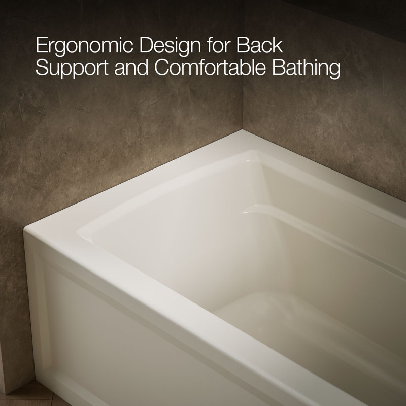Archer 60" x 32" Alcove/Tile Soaking Bathtub, Biscuit, Right